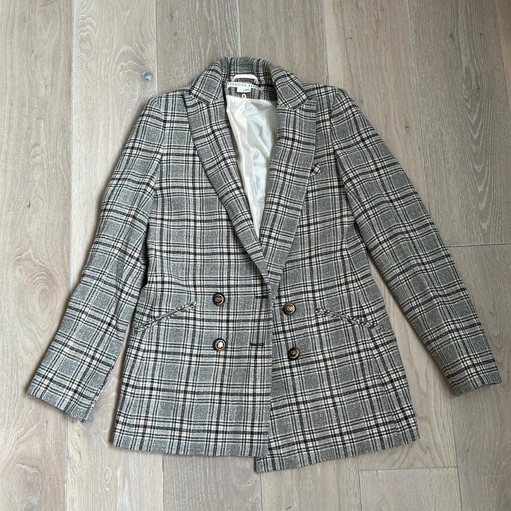 VERONICA BEARD Dickey Jacket ORIA Navy Ivory Plaid womens blazer like new